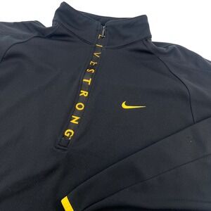 Nike Livestrong Mens XL Fit Dry Quarter Zip Pullover Black Yellow Performance